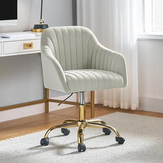 Ivory Velvet Desk Chair